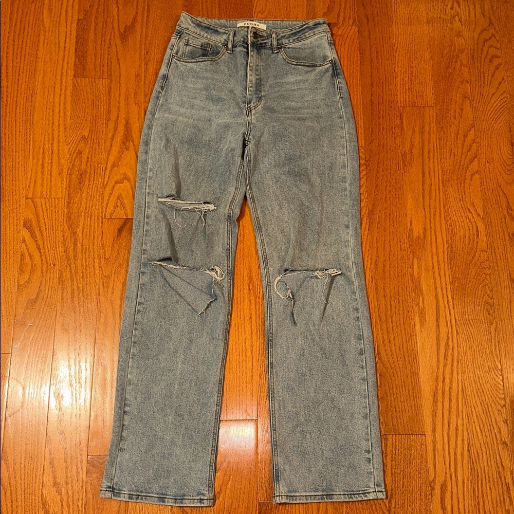 Distressed Blue Jeans